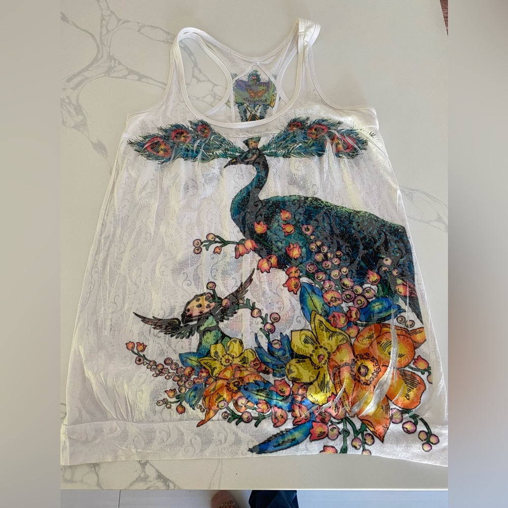 Butterfly Dropout Y2K printed tank